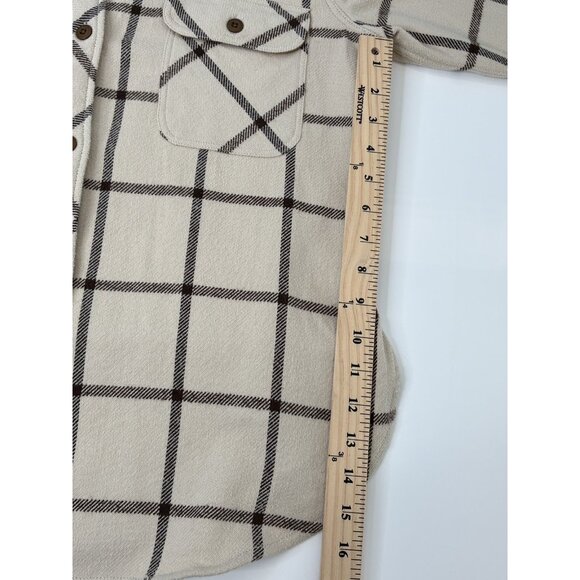 Faherty Daly Shirt Olivia Plaid Women’s Medium Flannel Tan Beige Button Up - Picture 14 of 16
